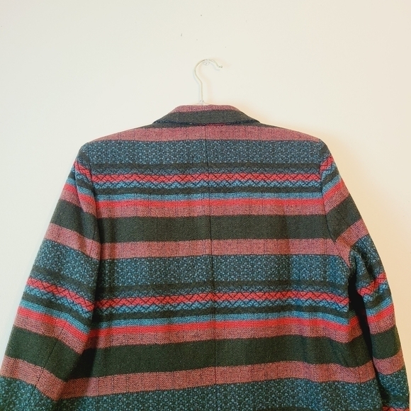 Lawrence Bruce | Women's Vintage Wool Blend Striped Blazer (Size 12 Petite) - Picture 11 of 13